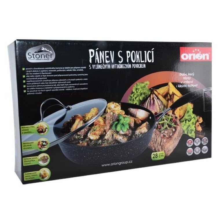 Orion, patelnia kamienna z pokrywką, Stoner, 28 cm