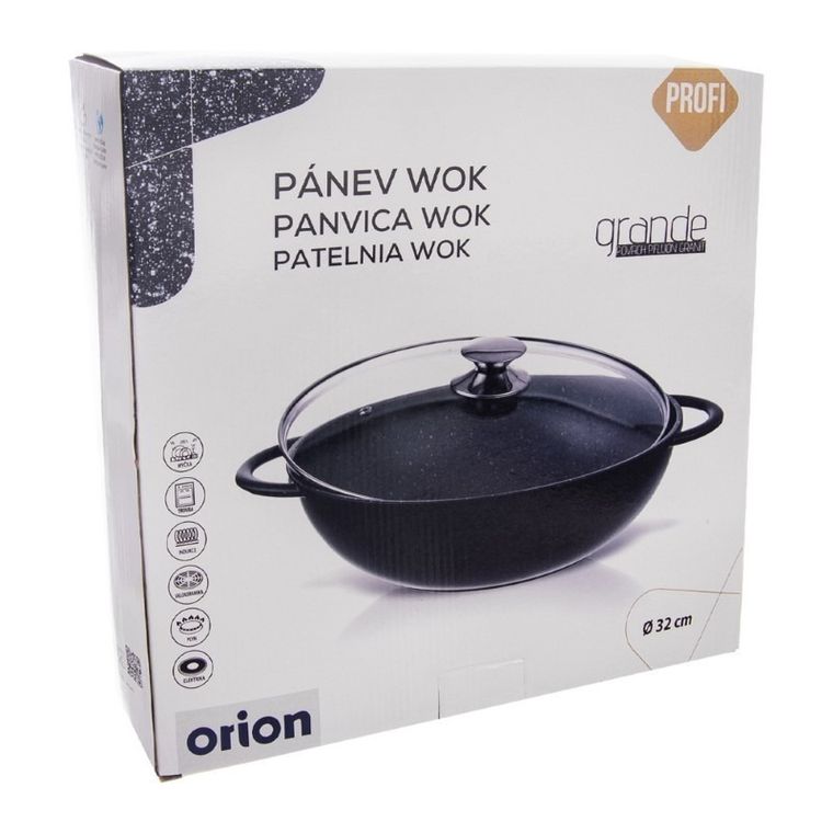 Orion, patelnia, wok, granitowa, garnek, Grande, 32 cm