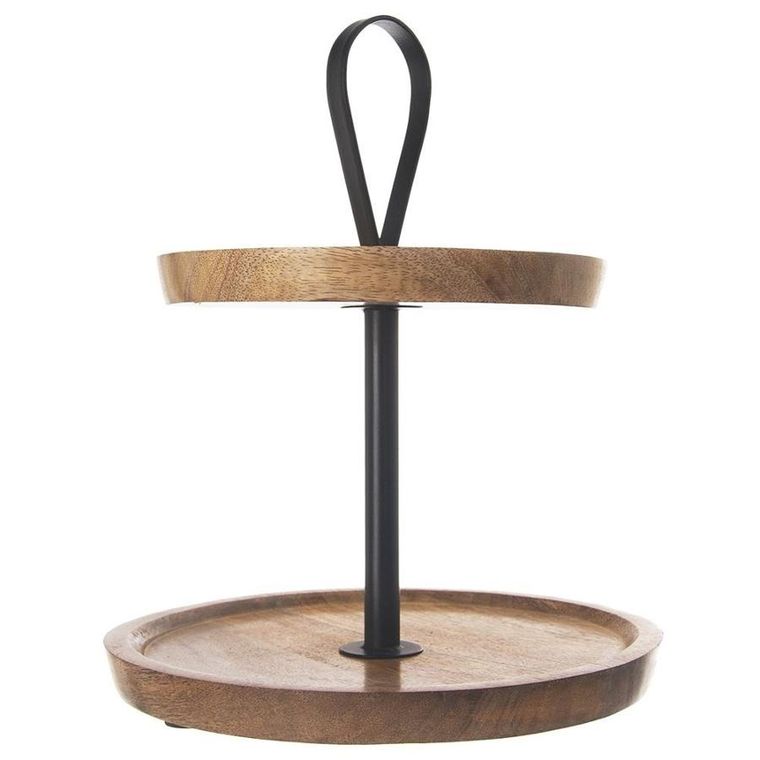 Orion, patera drewniana, 2-poziomowa, Mango, 30 cm