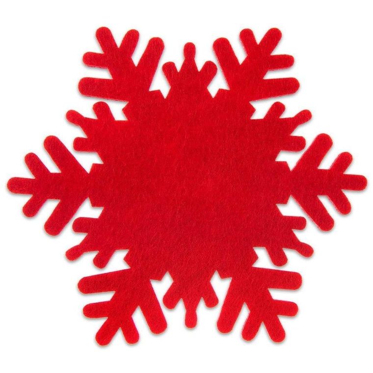 Orion, podstawka pod kubek, filcowa, czerwona płatek śniegu, 6 szt., 13.5 cm