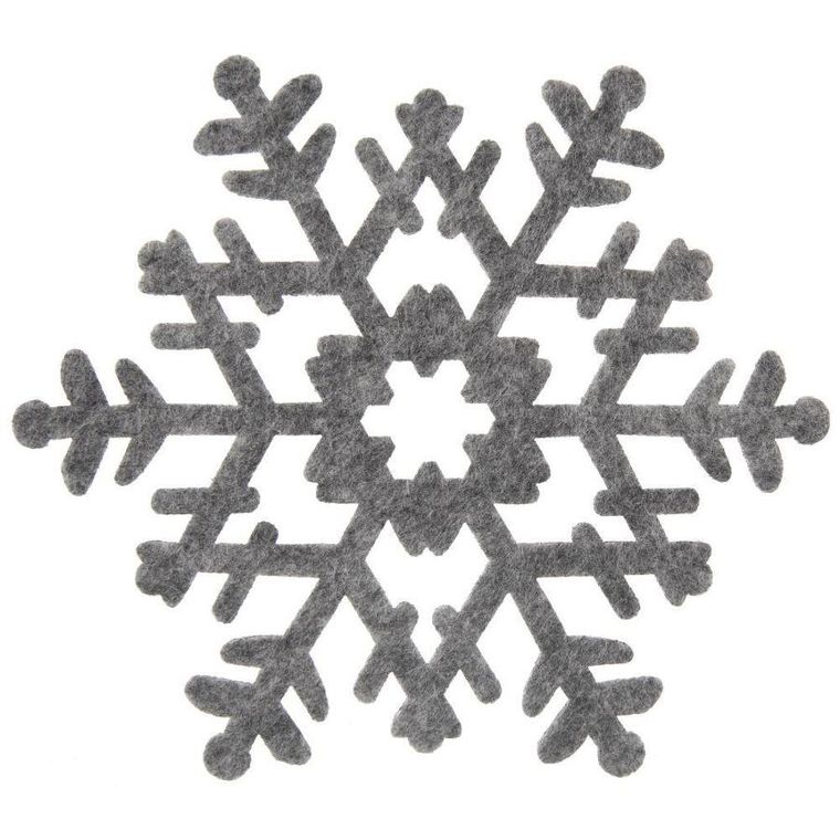 Orion, podstawka pod kubek, filcowa, szary płatek śniegu, 6 szt., 13.5 cm