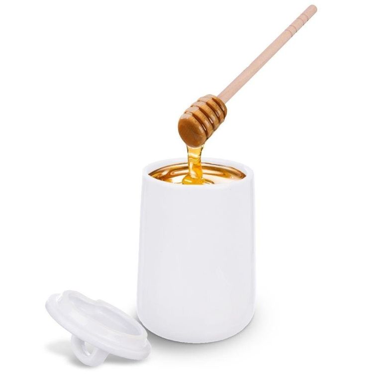 Orion, pojemnik porcelanowy na miód, z łyżeczką pałką, 470 ml