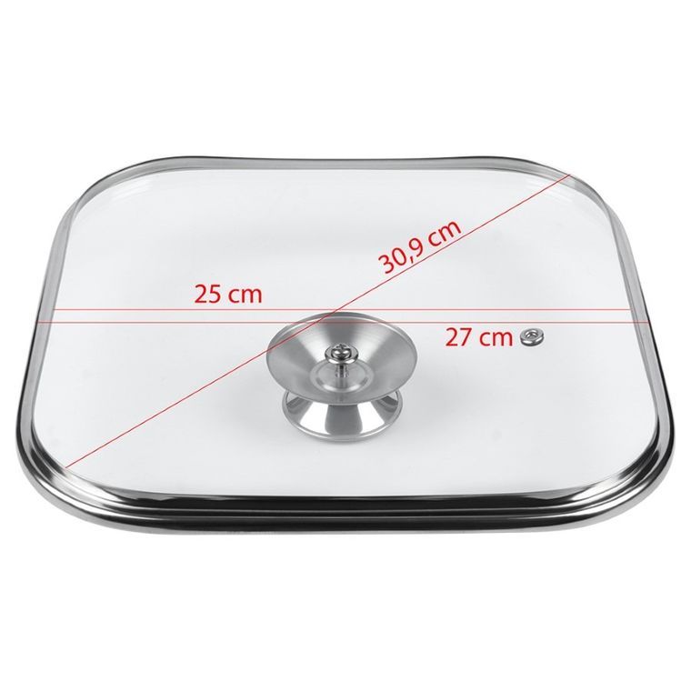 Orion, pokrywka do patelni, kwadratowa, szklana, 26-26 cm