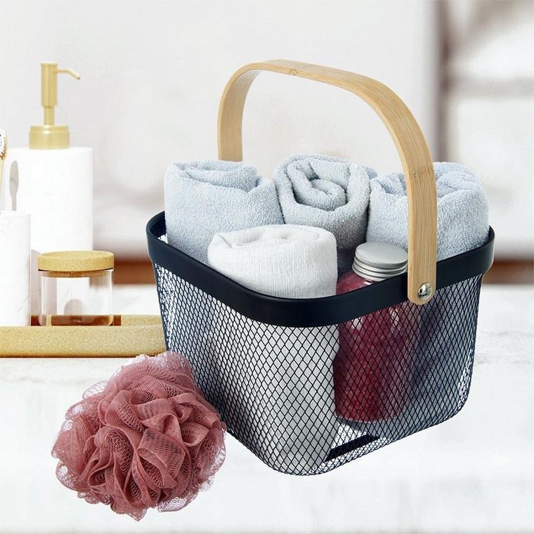 Orion, Radka, koszyk do przechowywania, metalowy, czarny, 27-24,5-17,5 cm