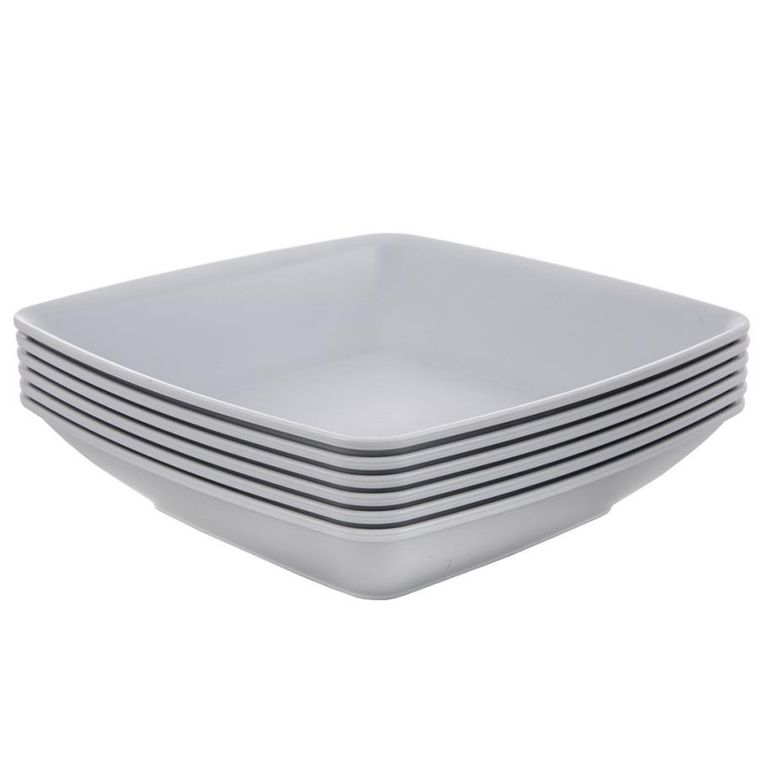 Orion, Sandy, talerze obiadowe, głębokie, plastikowe, szare, 17,5 cm, 500 ml, 6 szt.