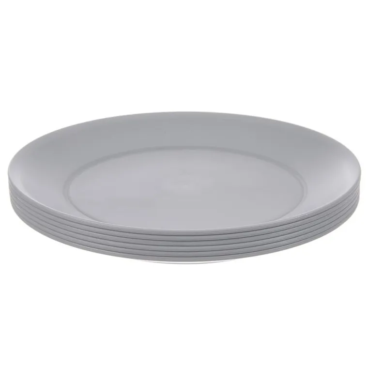 Orion, Sandy, talerze obiadowe, płytkie, plastikowe, szare, 23,5 cm, 6 szt.