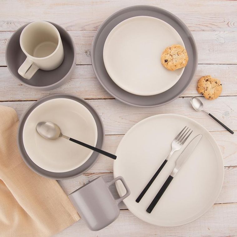 Orion, Skandi, talerz obiadowy płytki, ceramiczny, szary, 26,5 cm