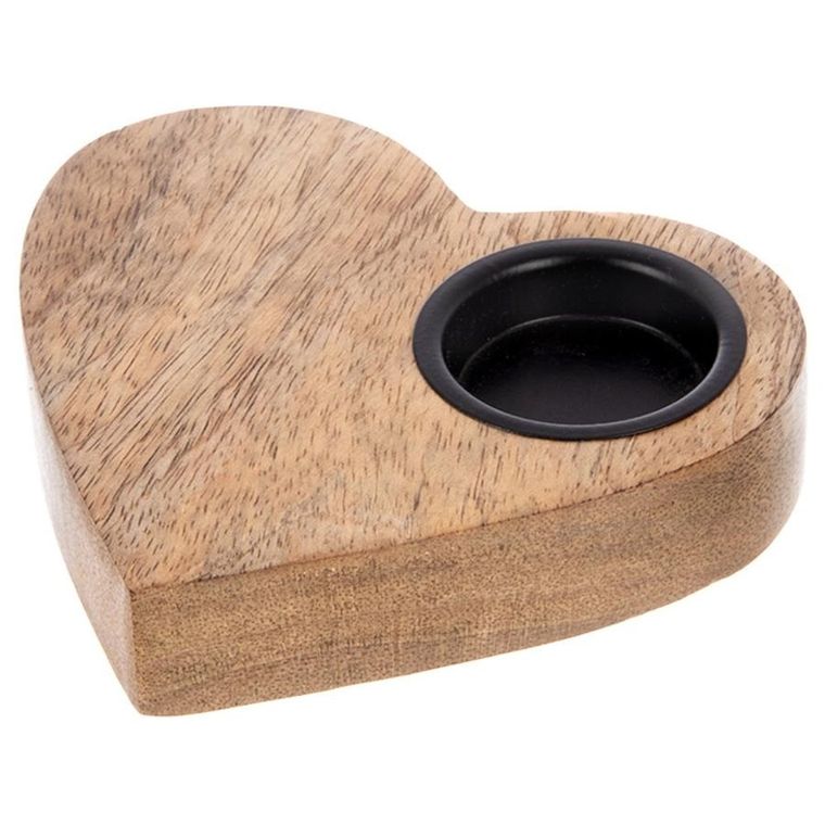 Orion, świecznik drewniany na tealight, mango, 13-12 cm