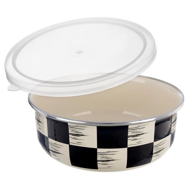 Orion, Szachownica, miska emaliowana z pokrywką, 17 cm, 1l