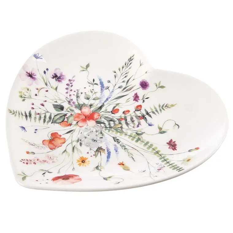 Orion, talerz deserowy porcelanowy, serce, Maki, 17.5-17 cm
