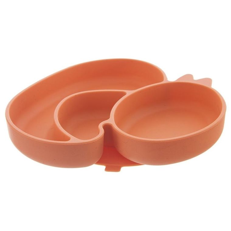 Orion, talerz dla dziecka, silikonowy, dzielony, pomarańczowa kaczka, 19,5-19 cm