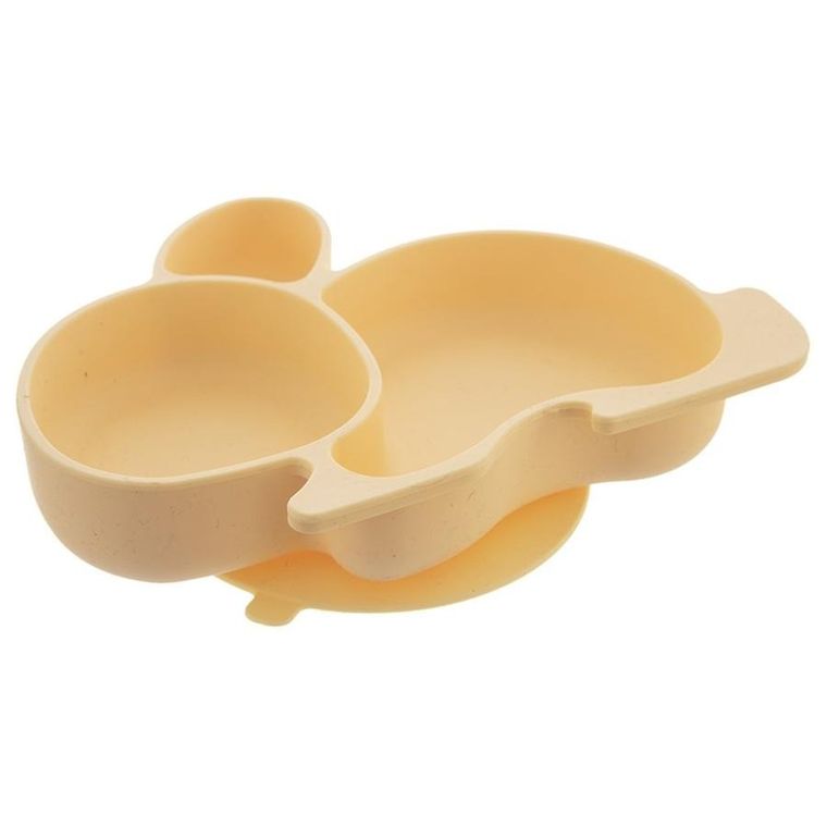 Orion, talerz dla dziecka silikonowy dzielon,y żółty zajączek, 23-18,5-3,5 cm