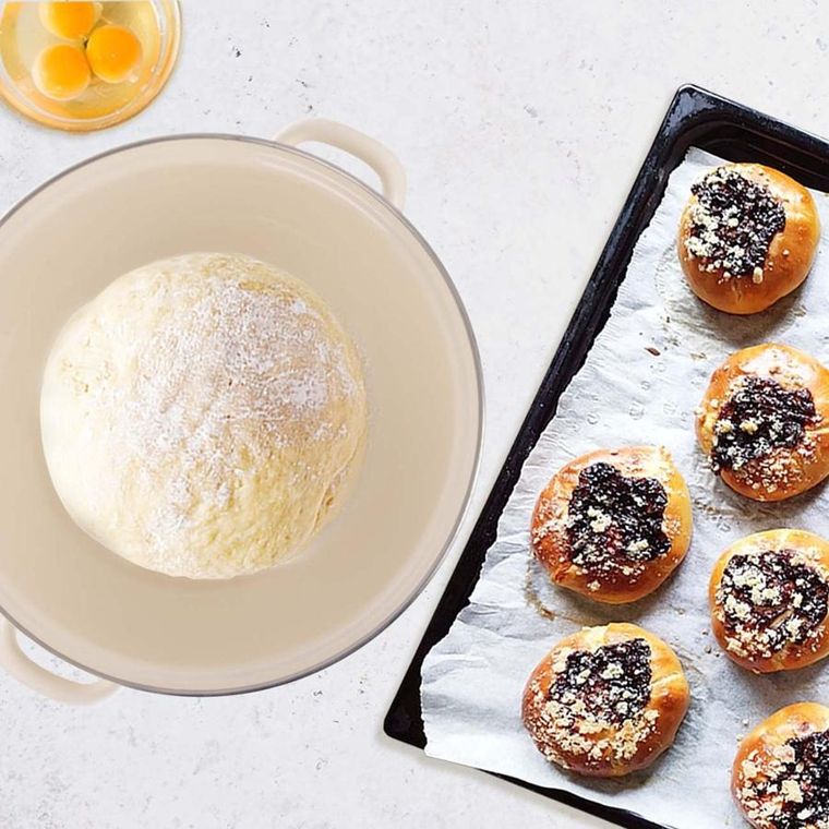 Orion, Tonca, miska emaliowana z uchwytami, kremowa, 33 cm, 5 l