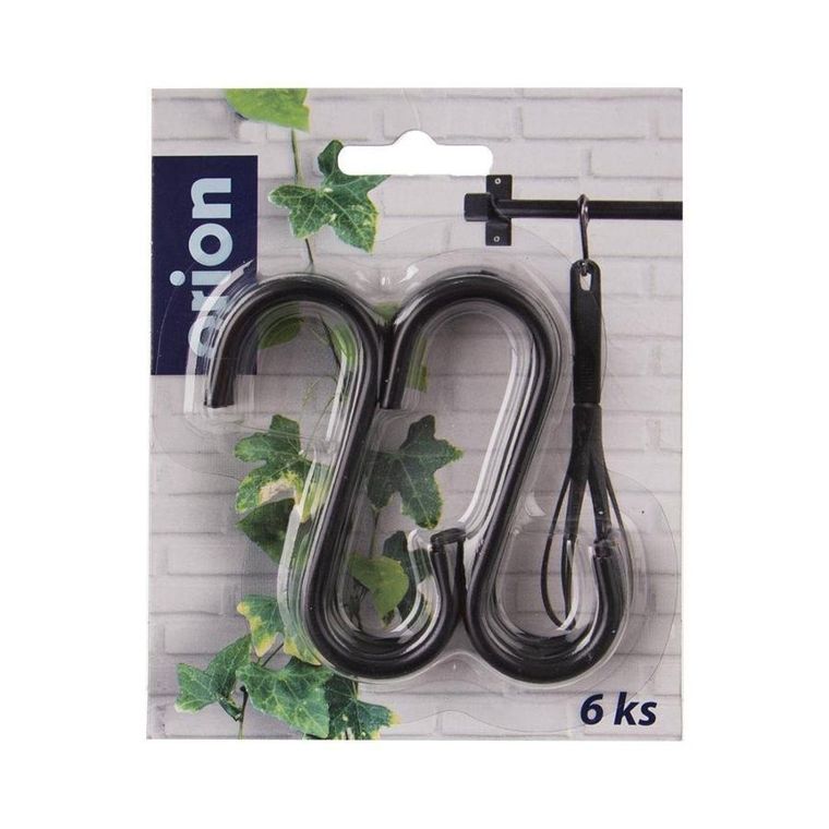 Orion, wieszak czarny na reling, 7,5 cm, 6 szt.