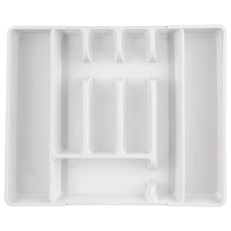 Orion, wkład na sztućce do szuflady, rozsuwany biały, 36.5-27.5 cm