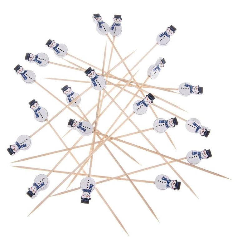 Orion, wykałaczki do przekąsek, bambusowe, bałwan, 13 cm, 20 szt.