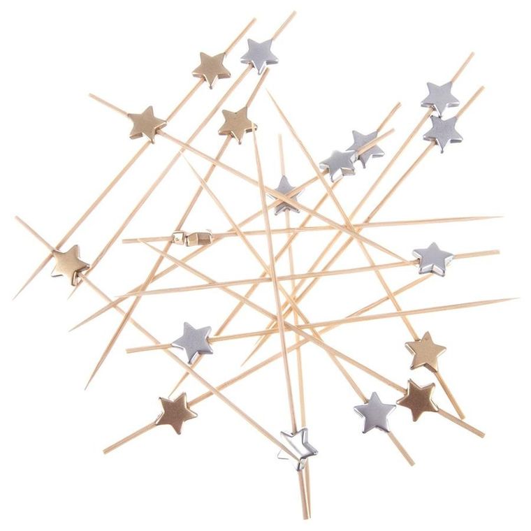 Orion, wykałaczki do przekąsek, bambusowe, gwiazdka, 12 cm, 20 szt.