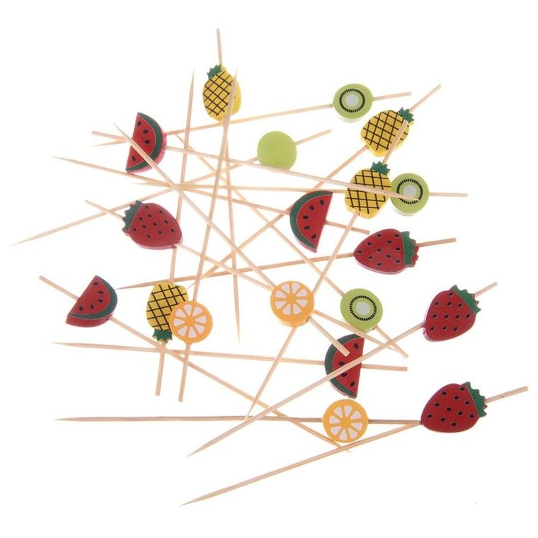 Orion, wykałaczki do przekąsek, bambusowe, owoce, 12 cm, 20 szt.