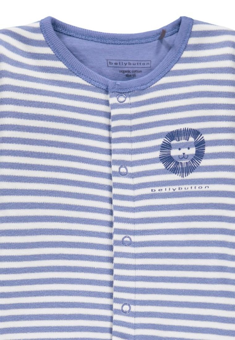 Pajac chłopięcy, bawełna organiczna, niebieski, paski, Bellybutton