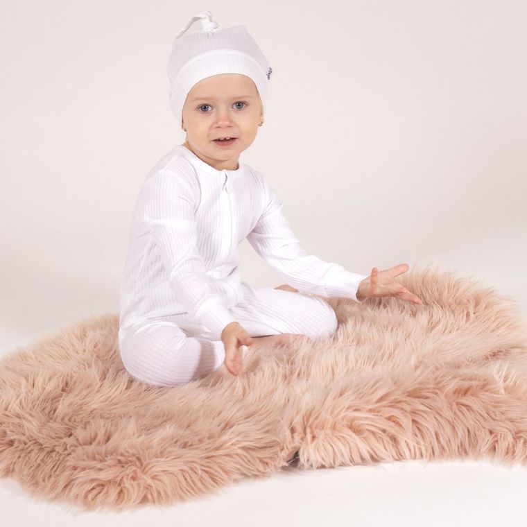 Pajac dziewczęcy, prążkowany, ecru, Nicol