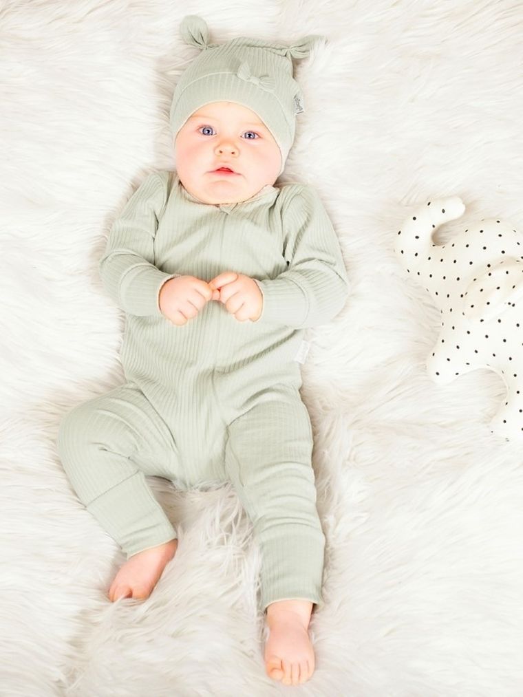 Pajac dziewczęcy, prążkowany, zielony, Nicol