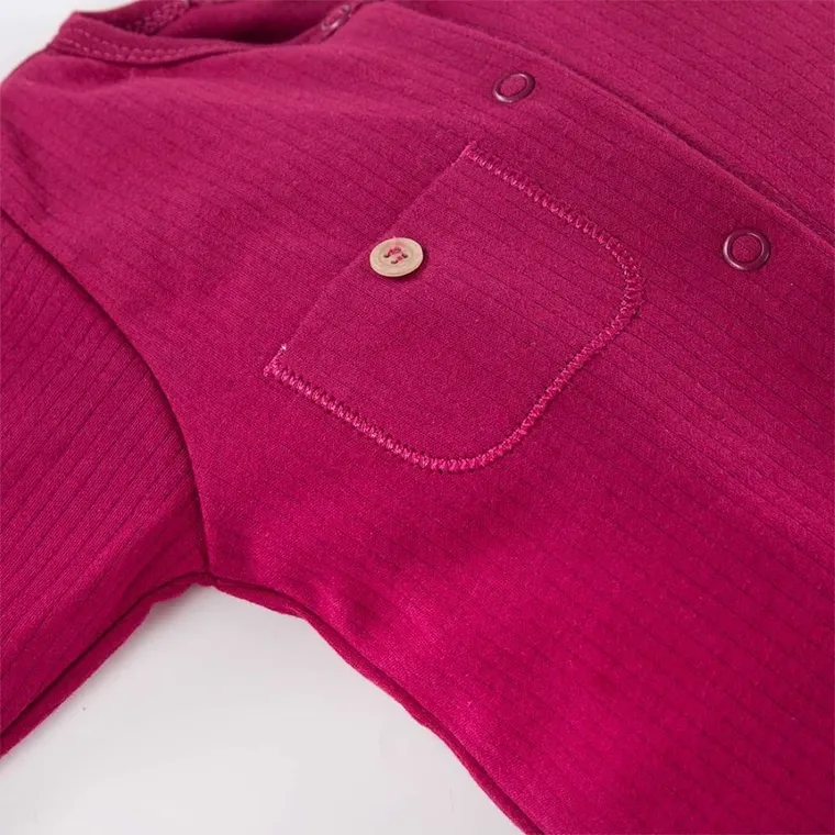 Pajac niemowlęcy, bordowy, kieszonka, Eevi