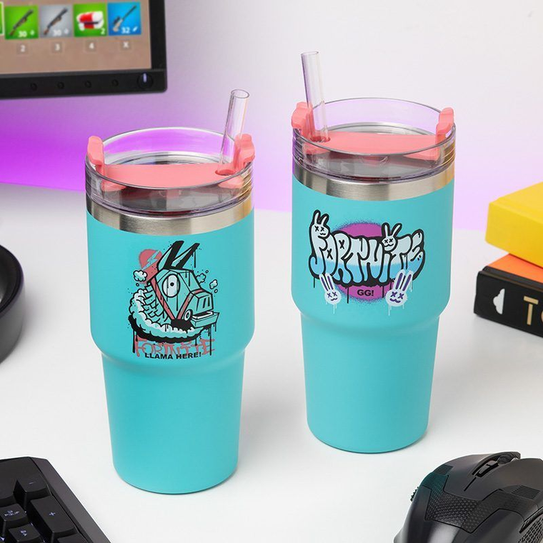 Paladone, Fortnite, kubek termiczny ze słomką, 600 ml