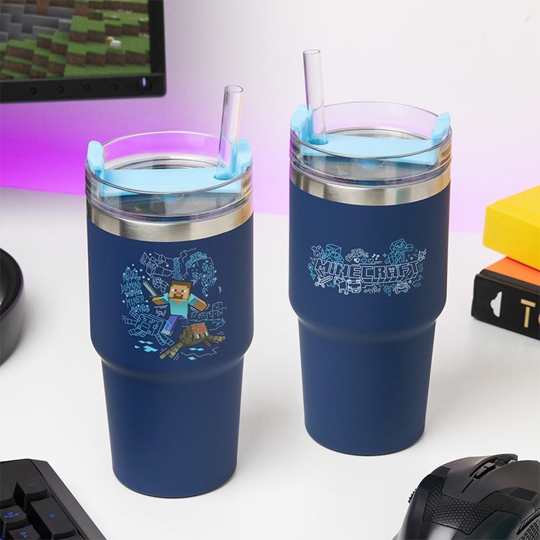 Paladone, Minecraft, kubek termiczny ze słomką,600 ml