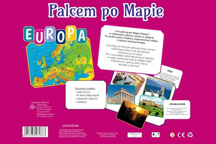 Palcem po mapie, Europa, gra edukacyjna
