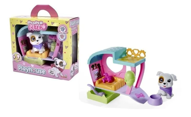 Pamper Petz, Piesek z pieluszkowego gangu, zabawka interaktywna z domkiem