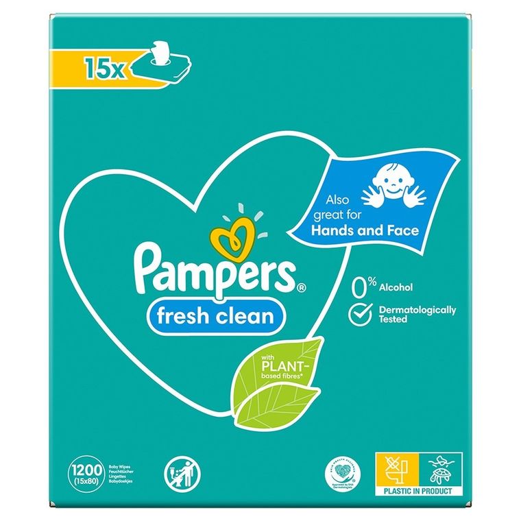 Pampers, Fresh Clean, chusteczki nawilżane, 15-80 szt.