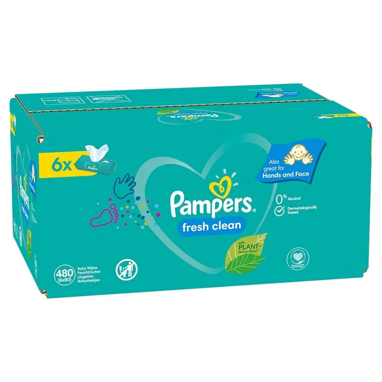 Pampers, Fresh Clean, chusteczki nawilżane dla niemowląt, 6-80 szt.