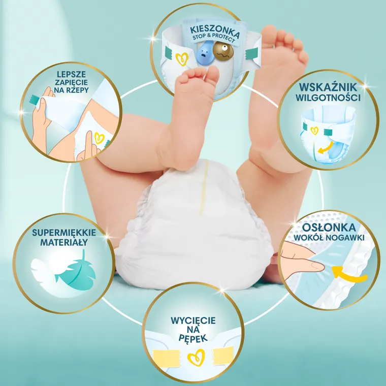 Pampers, Premium Care, pieluszki, rozmiar 1, 2-5 kg, 156 szt.