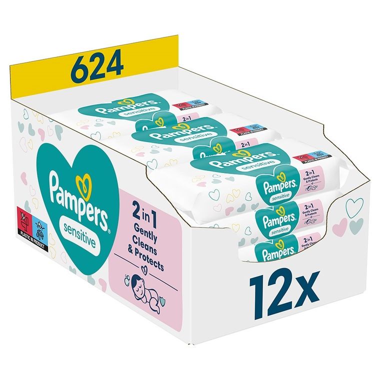 Pampers, Sensitive, chusteczki nawilżane, 12-52 szt.