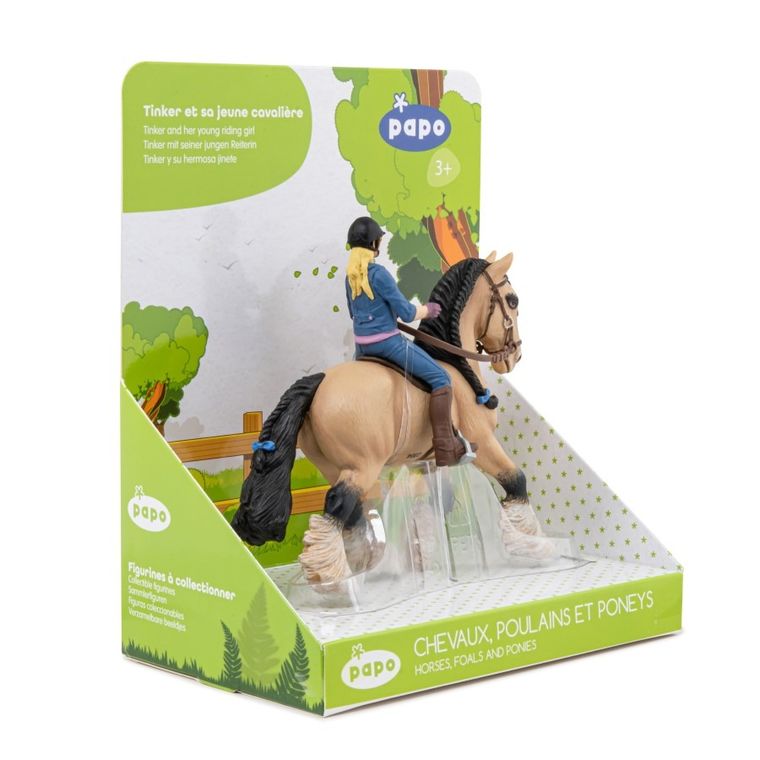 Papo, Koń Tinker z młodym jeźdźcem, figurka