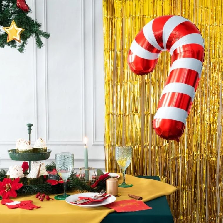 Party Tino, balon foliowy, laska Świętego Mikołaja