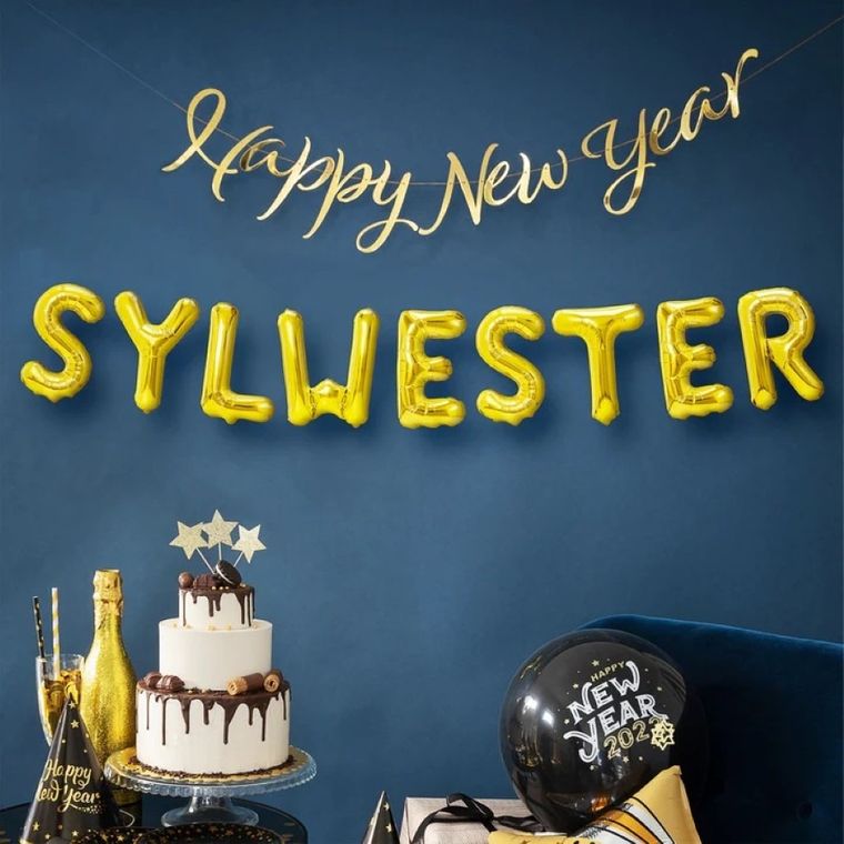 Party Tino, balon, napis sylwester, foliowy, literki 40 cm