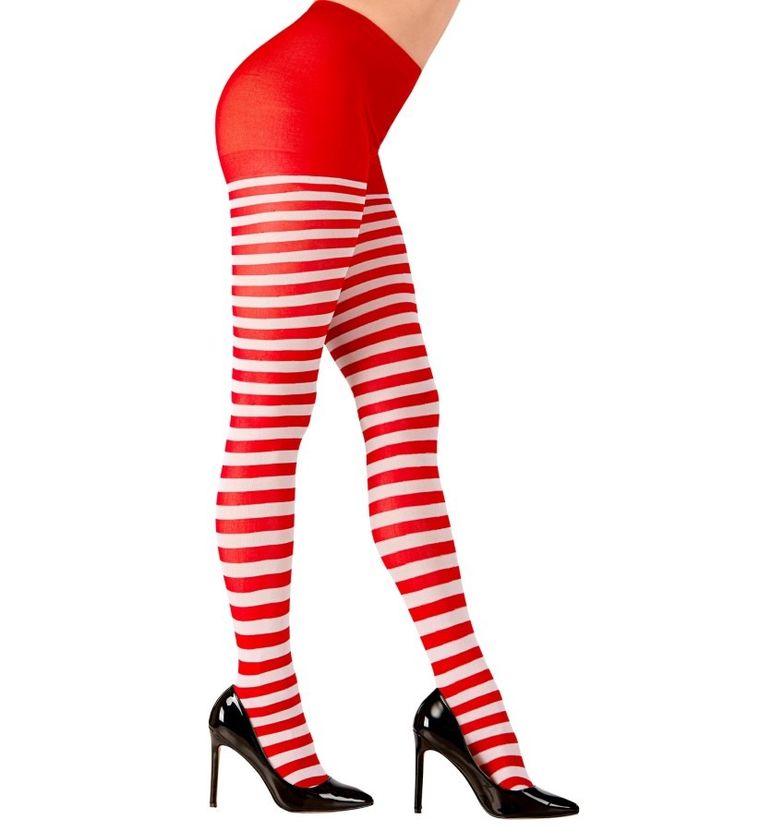 Party Tino, rajstopy w paski, biało-czerwone, rozmiar S/M
