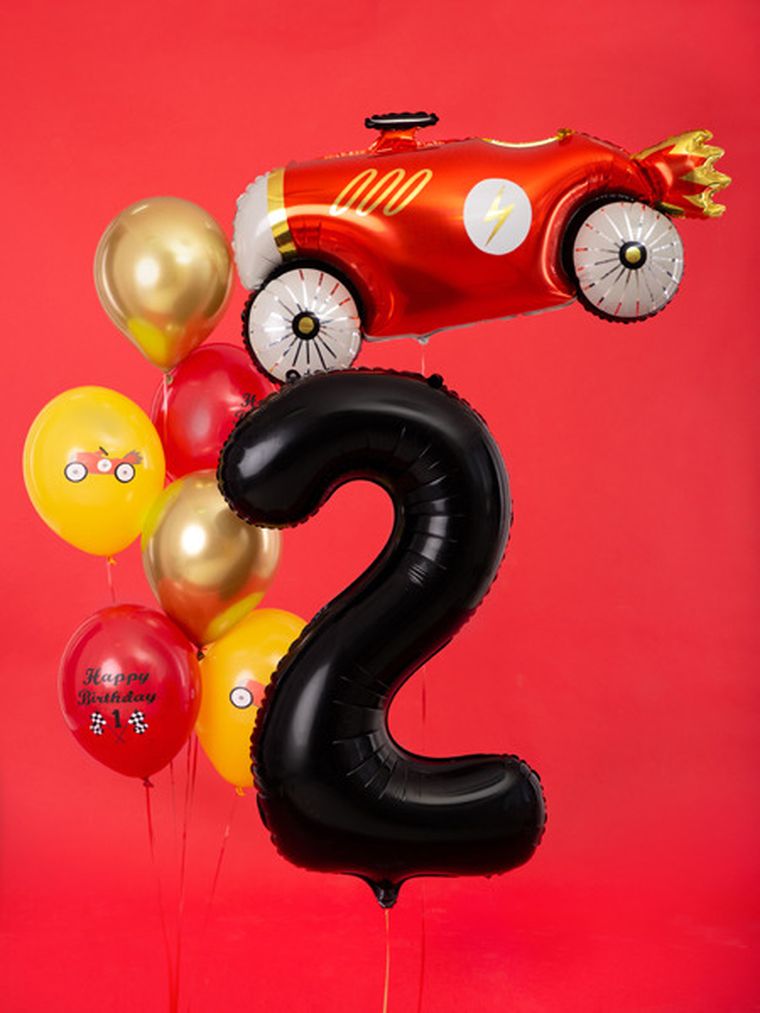 PartyDeco, balon foliowy, cyfra "2", 86 cm, czarny, 1 szt.