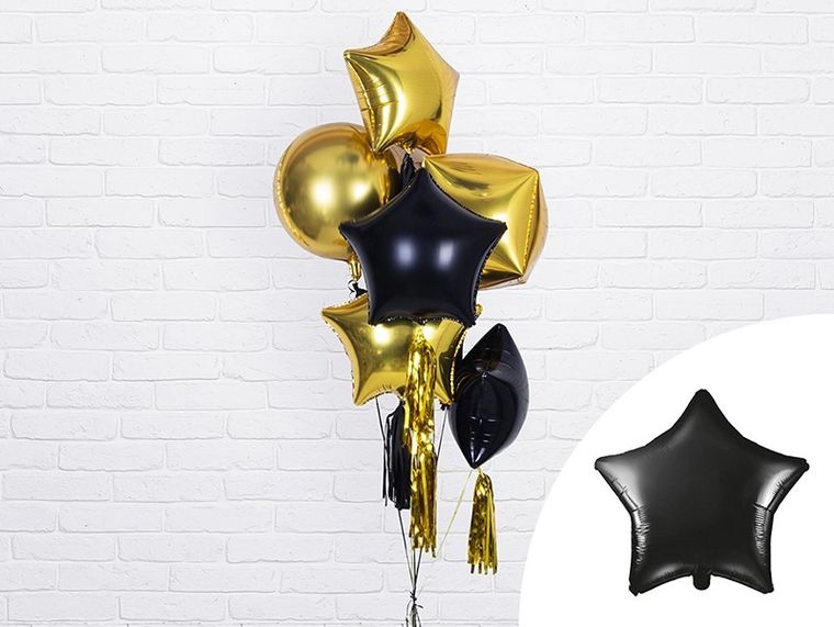 PartyDeco, balon foliowy Gwiazdka, 48 cm, czarny