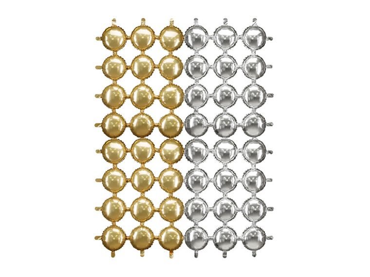 PartyDeco, balon foliowy, kurtyna dwustronna, koła złoto-srebrne