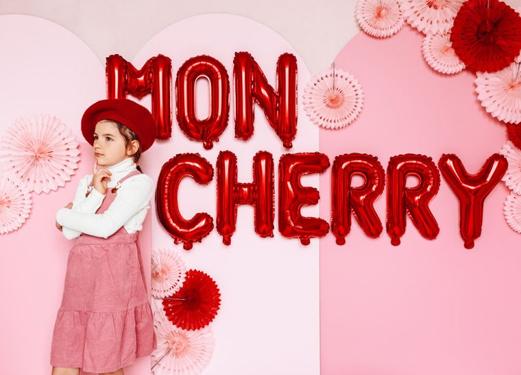 PartyDeco, balon foliowy, litera "T", 35 cm, czerwony, 1 szt.