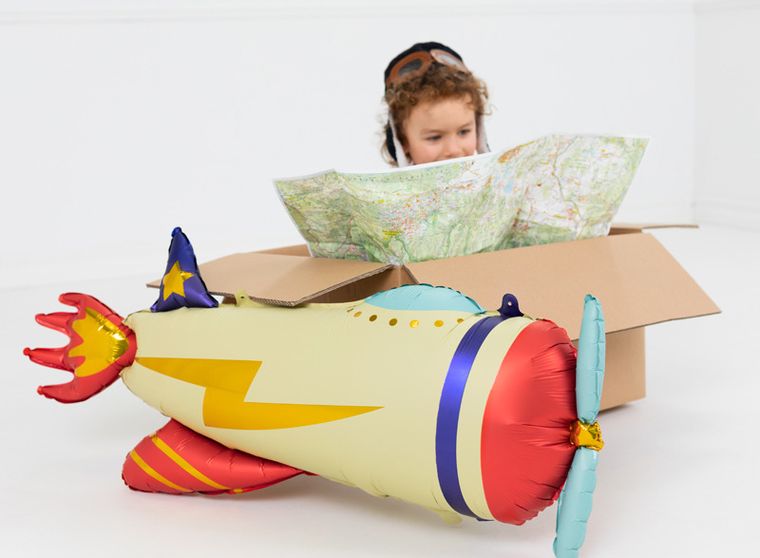 PartyDeco, balon foliowy Samolot, 91-39 cm, mix, 1 szt.