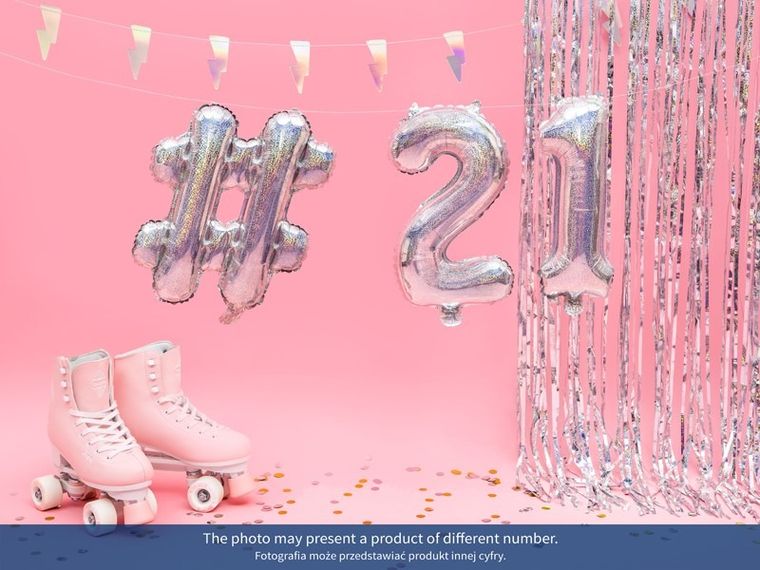 PartyDeco, balon foliowy, w kształcie cyfry 9, 35 cm, holograficzny