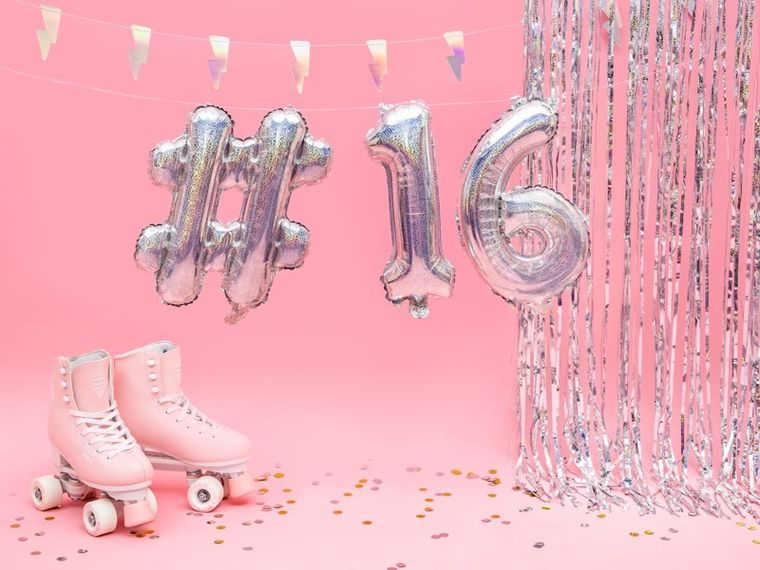 PartyDeco, balon foliowy, znak #, 35 cm, holograficzny