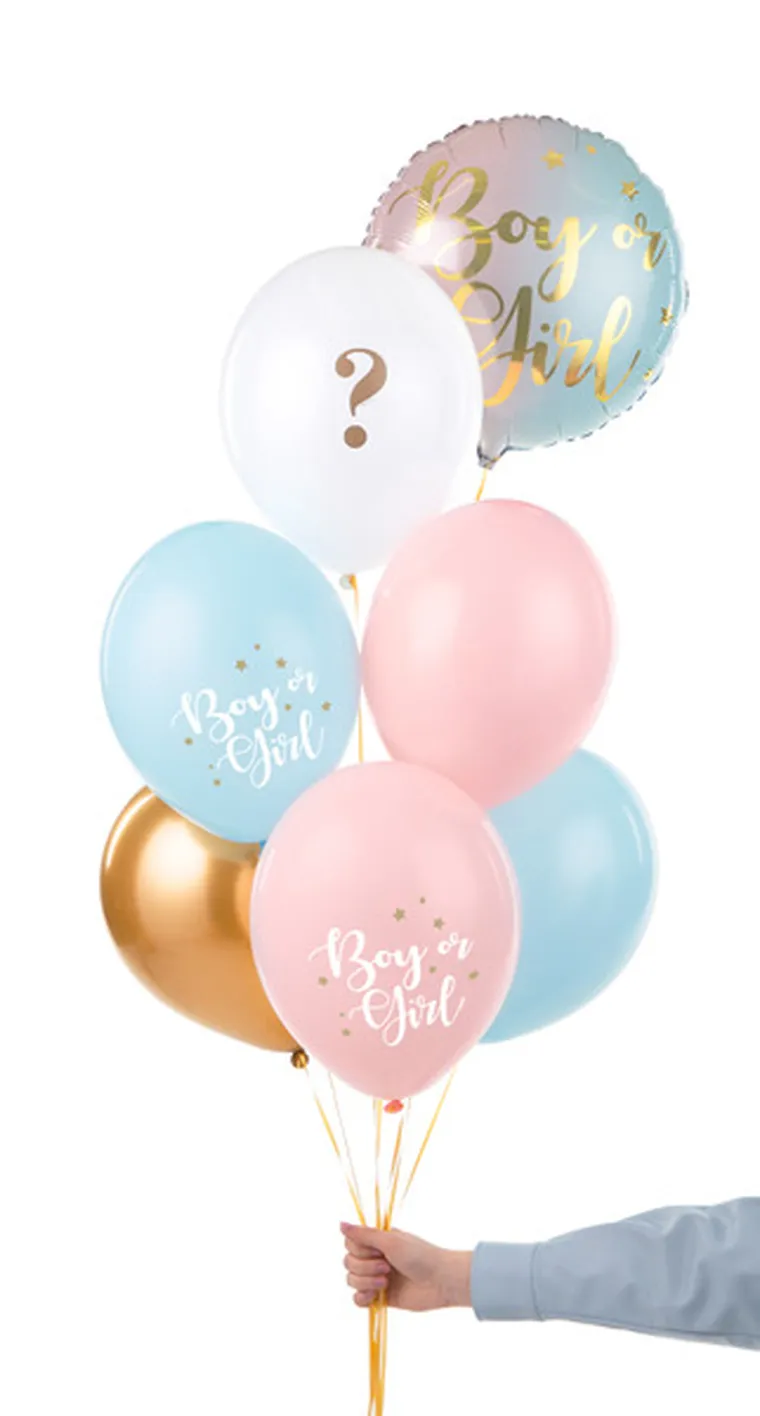 PartyDeco, balony 30 cm, Boy or Girl, mix, 6 szt.