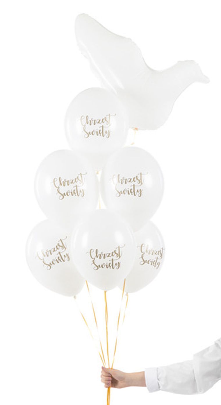 PartyDeco, balony 30 cm, Chrzest Święty, Pastel Pure White, 50 szt.