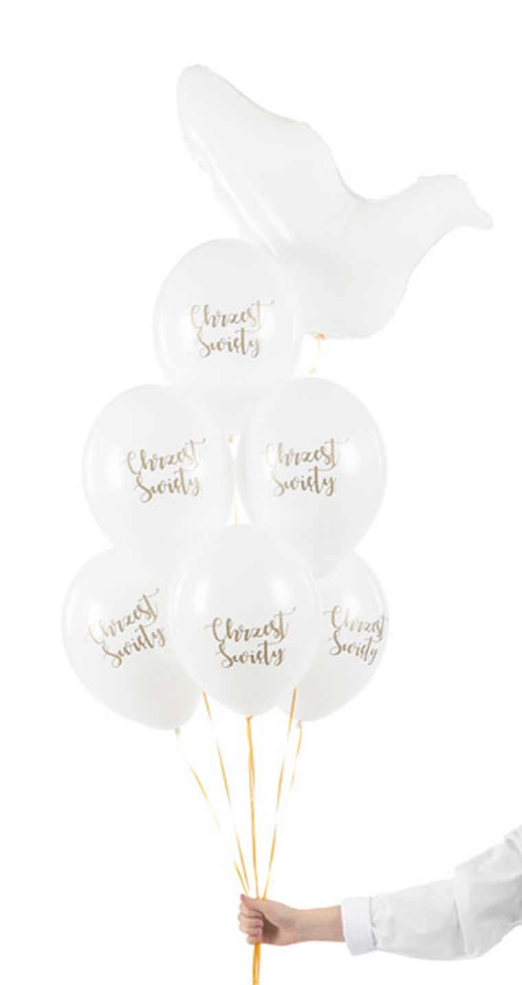 PartyDeco, balony 30 cm, Chrzest Święty, Pastel Pure White, 6 szt.