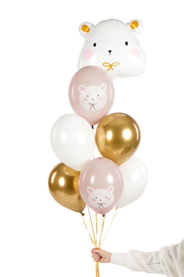 PartyDeco, balony 30 cm, Miś polarny, Pastel Warm Grey, 50 szt.