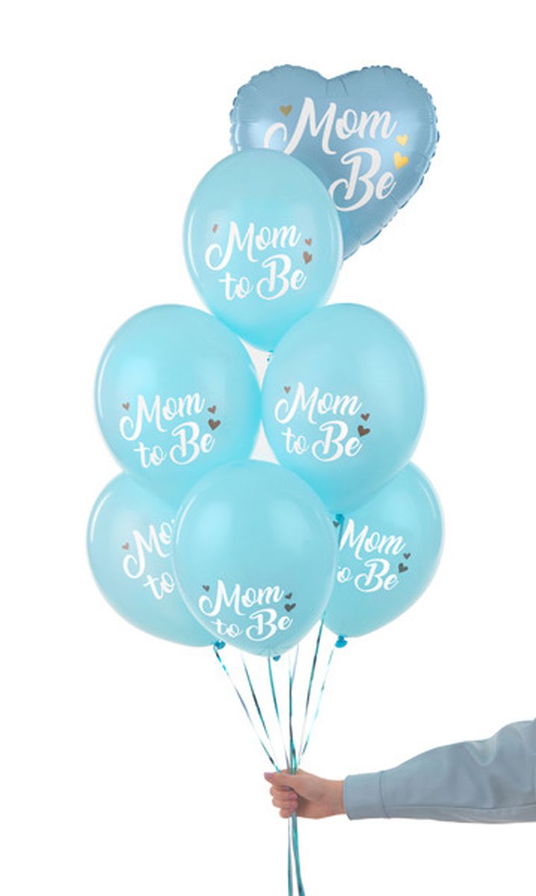 PartyDeco, balony 30 cm, Mom to Be, Pastel Light Blue, 6 szt.